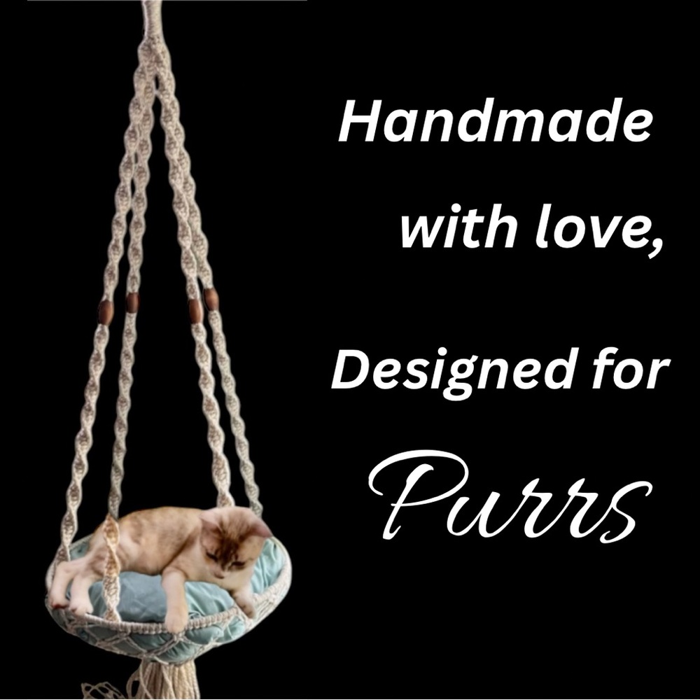 HANDMADE BOHO MACRAME CAT HAMMOCK BED